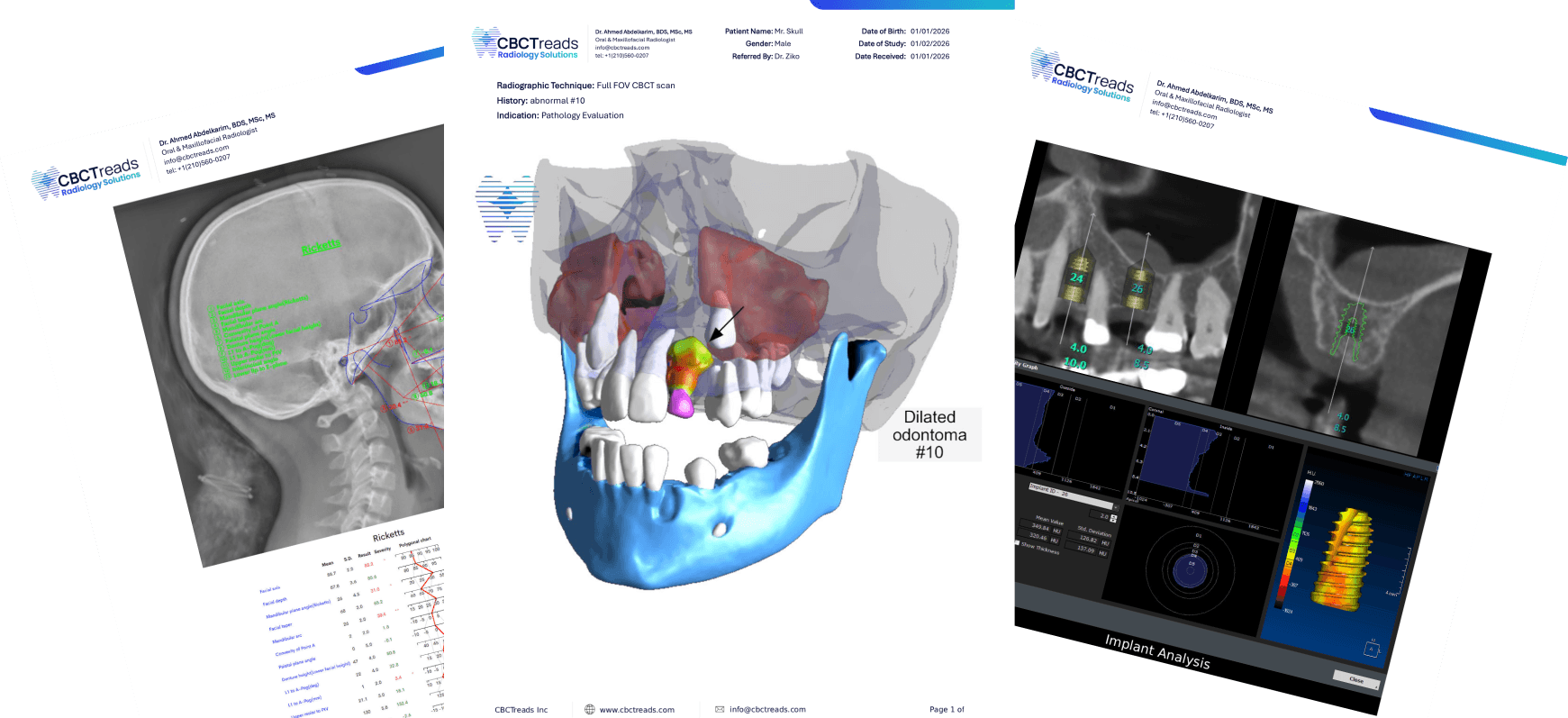 CBCT Radiology Reports and Diagnostic Dashboard Desktop View
